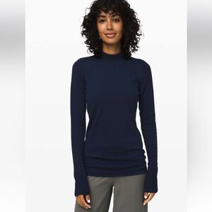 Lululemon Stand‎ Steady Merino Wool Mock Neck Sweater 6 Athleisure Classic
